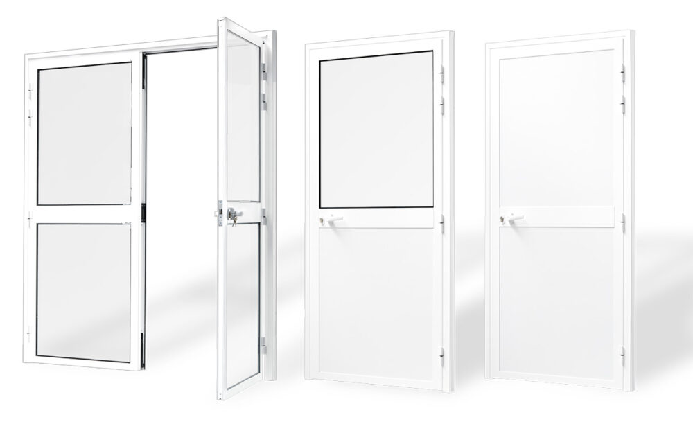 Puerta Básica de Aluminio Panelada de 1 o 2 Hojas, Serie 7009 E-40