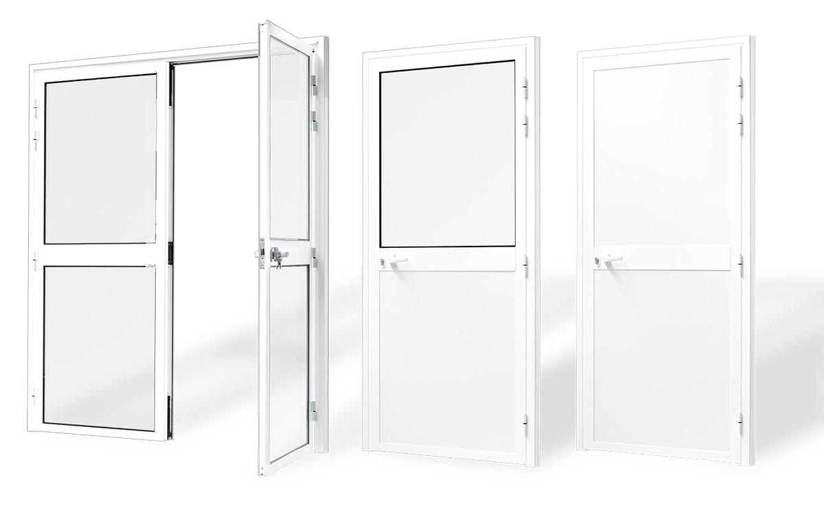 puerta estandar aluminio panelada 1 2 hojas serie 7009 e 45