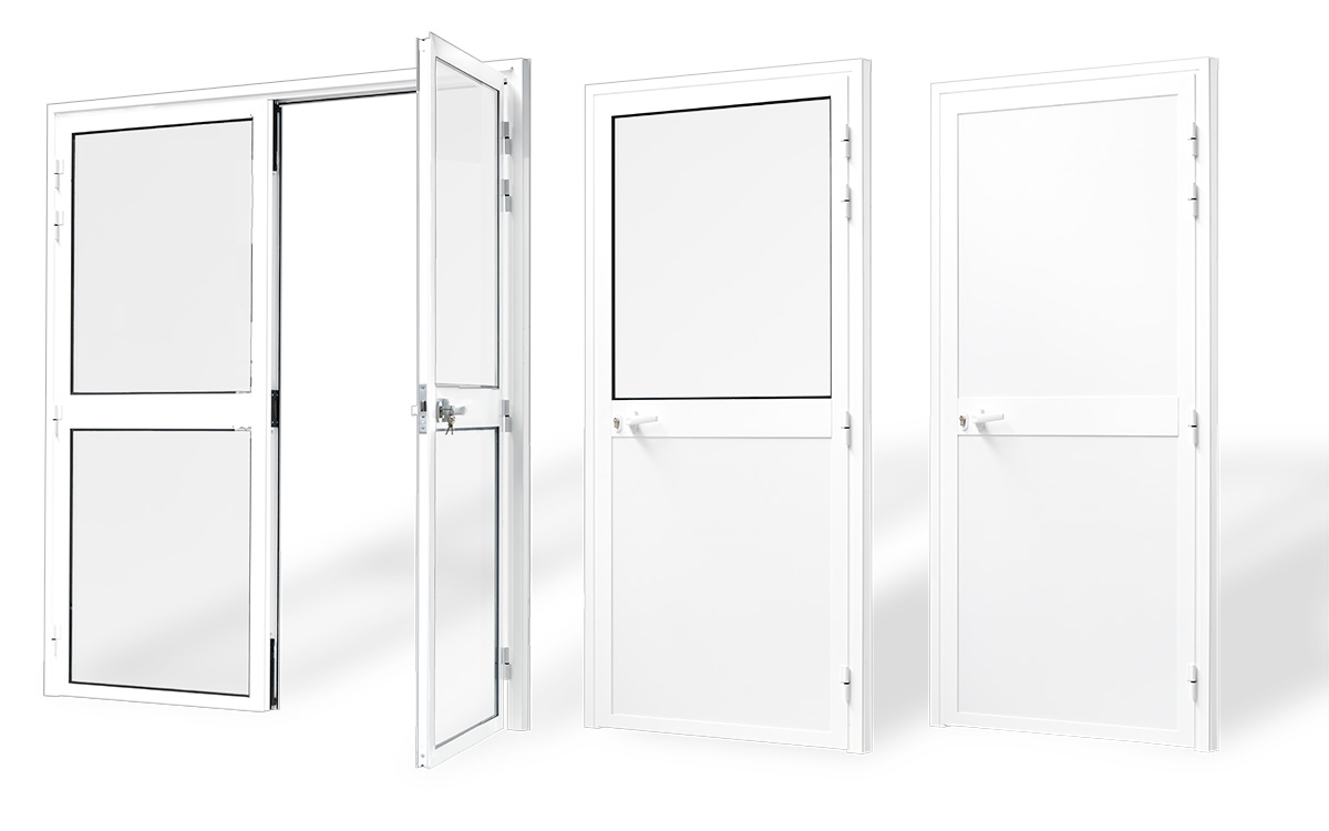 Puerta Básica de Aluminio Panelada de 1 o 2 Hojas, Serie 7009 E-40