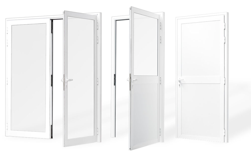 PUERTA DOBLE DE ALUMINIO 1/2 VIDRIO 150X200